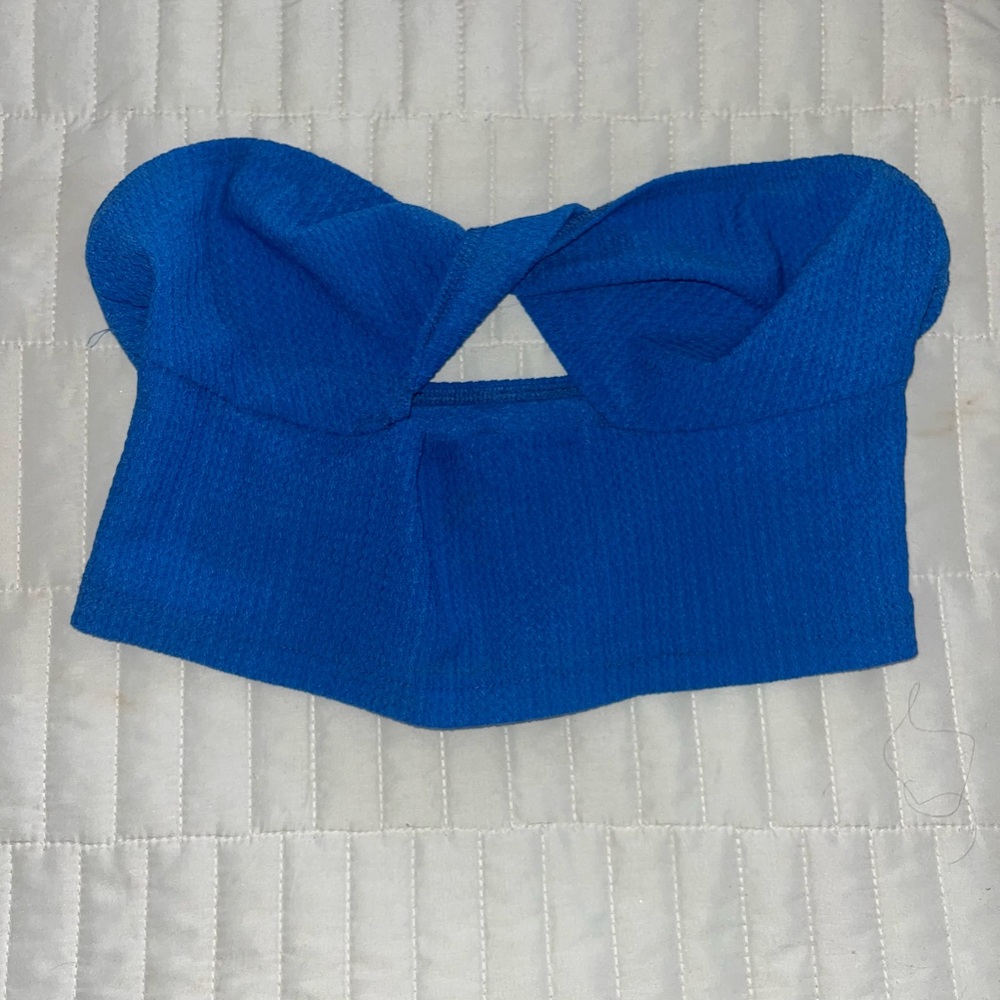Blue Strapless Top